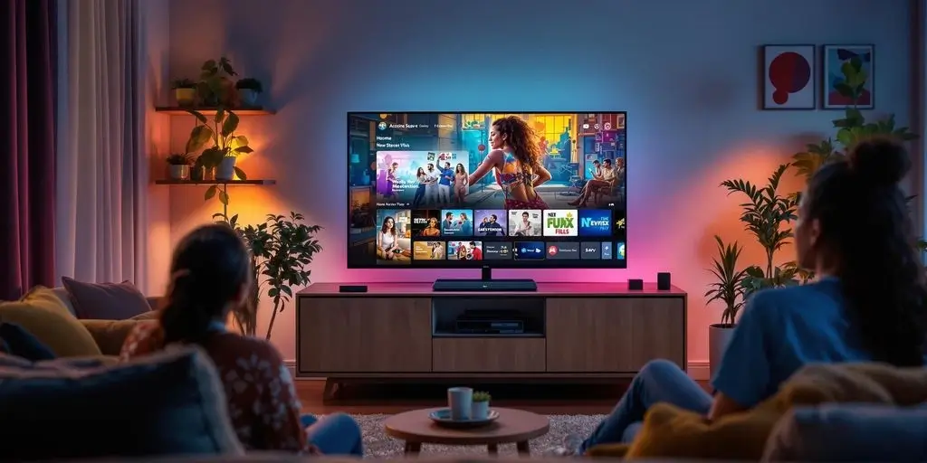 Cozy living room with modern TV and streaming device Top IPTV Features Canadians Love in 2025 (1)