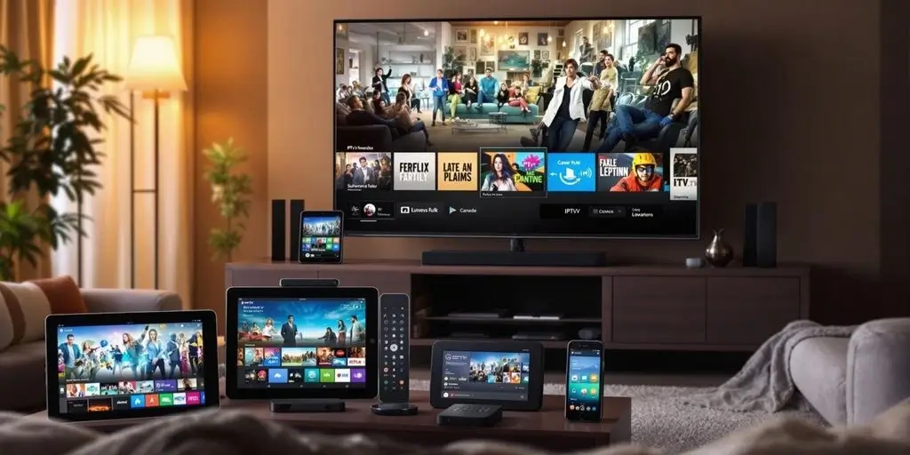 Devices for IPTV Canada streaming in a cozy living room thumbnail (1)